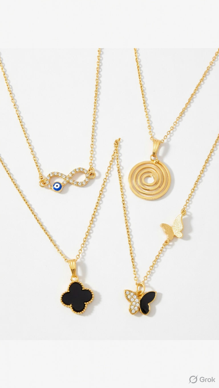 4-Piece Symbolic Necklace Set for Women | Protection, Peace & Transformation Jewelry
