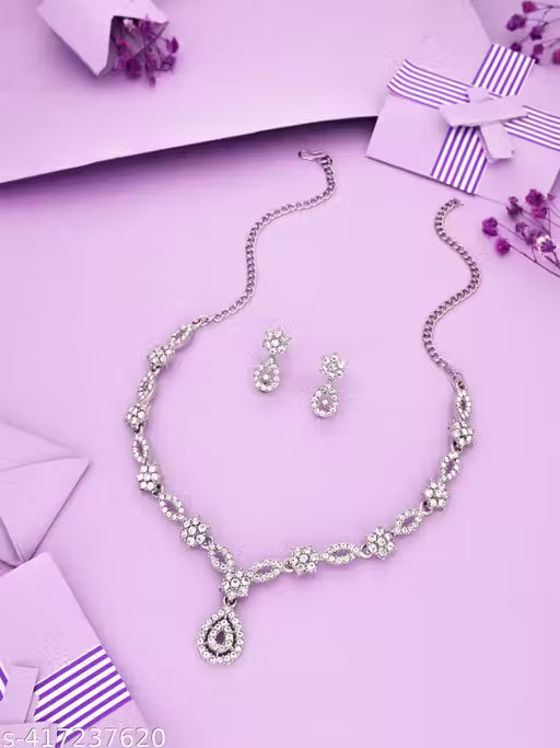 Elegant Crystal Pendant Necklace for Women | Minimal Gold Chain Jewelry