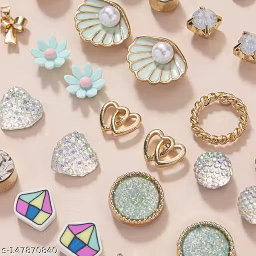 Gold Plated Multicolor Studs Combo of 30 Quirky Pairs For Women