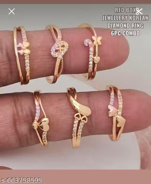 Elegant Gold-Plated Rings Set for Women & Girls | Trendy Stackable Fashion Rings Combo