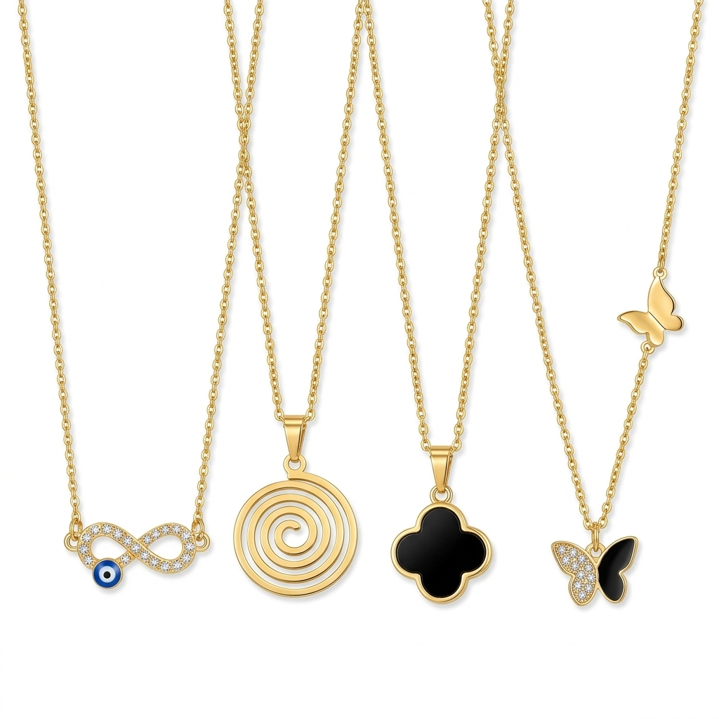 4-Piece Symbolic Necklace Set for Women | Protection, Peace & Transformation Jewelry