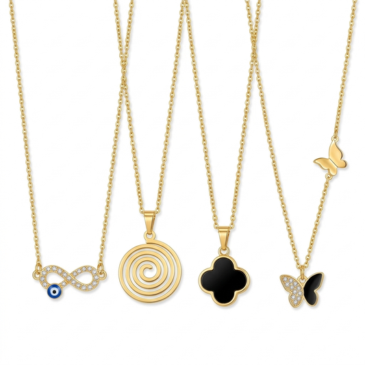 4-Piece Symbolic Necklace Set for Women | Protection, Peace & Transformation Jewelry