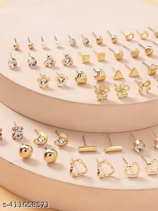 Luxury Gold Floral Drop Earrings with Sparkling Stones