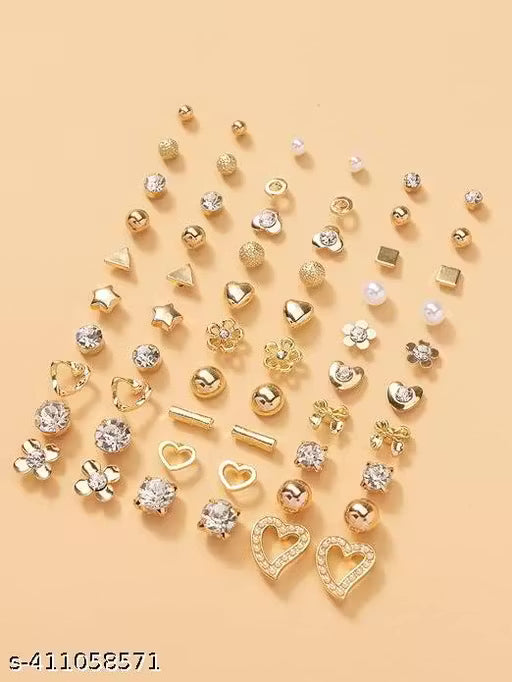 Luxury Gold Floral Drop Earrings with Sparkling Stones