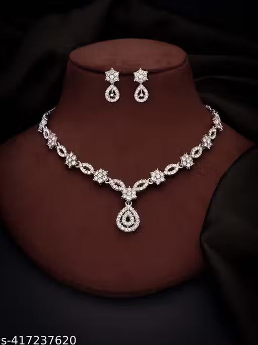 Elegant Crystal Pendant Necklace for Women | Minimal Gold Chain Jewelry