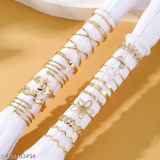 Luxury Crystal Stackable Rings Set for Women | Elegant Gold Plated Ring Combo