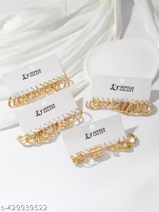 Trendy Gold Hoop Earrings with Crystal Charm for Women