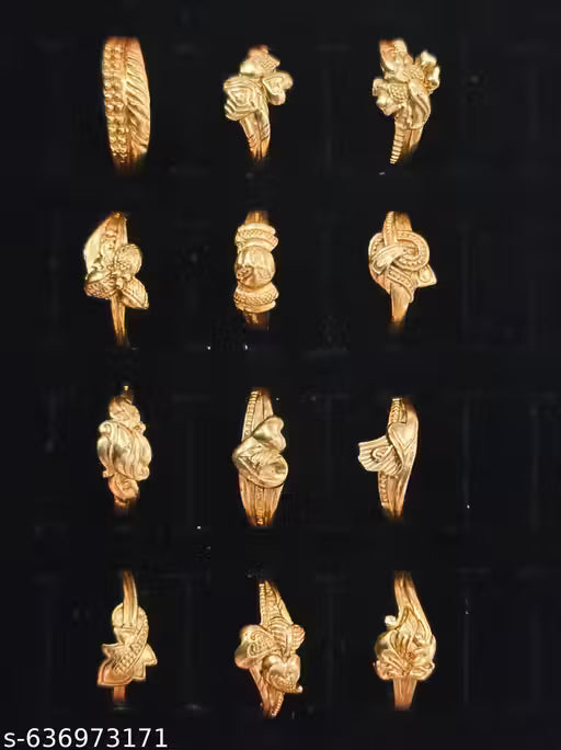 Stylish Gold-Plated Rings Set for Women & Girls | Trendy Stackable Finger Rings Combo (Set of 12)
