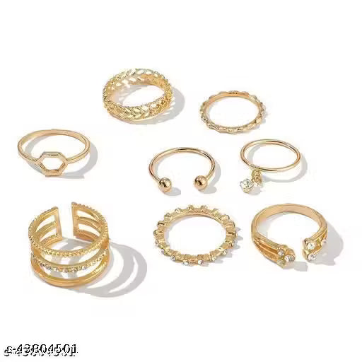 Minimal Gold Crystal Rings Set for Women | Elegant Stackable Ring Combo