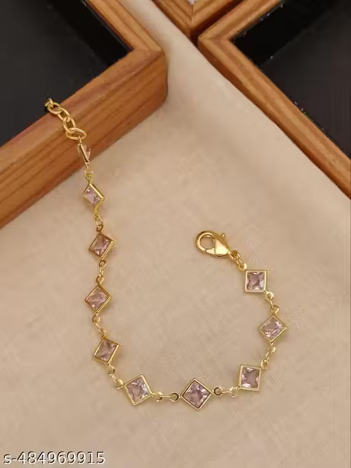 Rose Quartz Geo Gold Bracelet for Women | Elegant Minimal Luxury Design