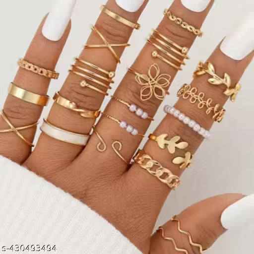 Luxury Crystal Stackable Rings Set for Women | Elegant Gold Plated Ring Combo