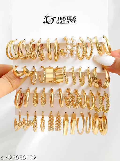 Trendy Gold Hoop Earrings with Crystal Charm for Women