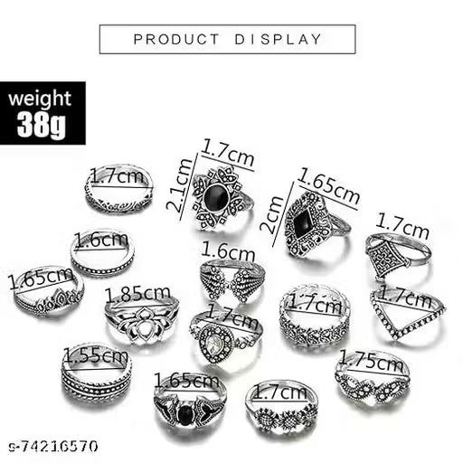 Trendy Gold-Plated Rings Set for Women & Girls | Stylish Stackable Finger Rings Combo (Set of 15)