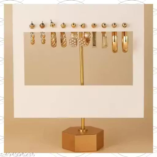 Vassaley American 5-Piece C-Shaped Earrings Creative Retro Pearl Earrings Set Cross-Border Hot-Selling For Women & Girls